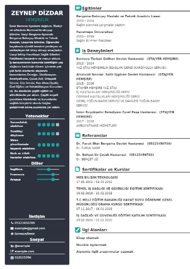 Sağlık Çalışanı Cv Örnekleri cv indir